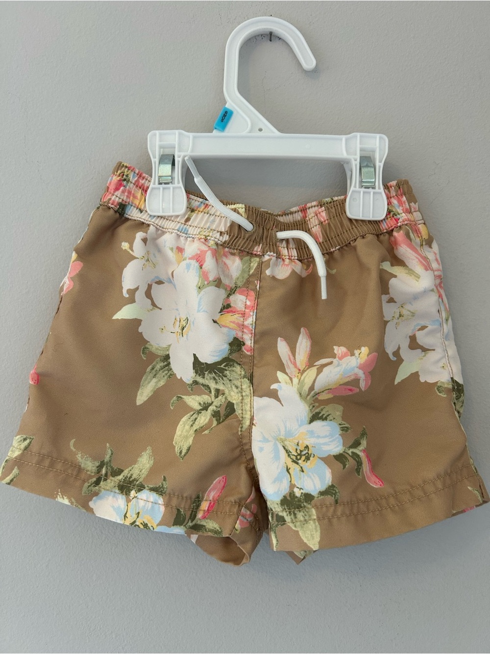 Janie and Jack Floral Tan Swim Shorts